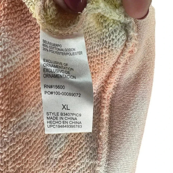 Democracy women's XL Pastel Tie Dyed Sweatshirt Glittery Mock Neck Long Sleeve - Picture 8 of 8